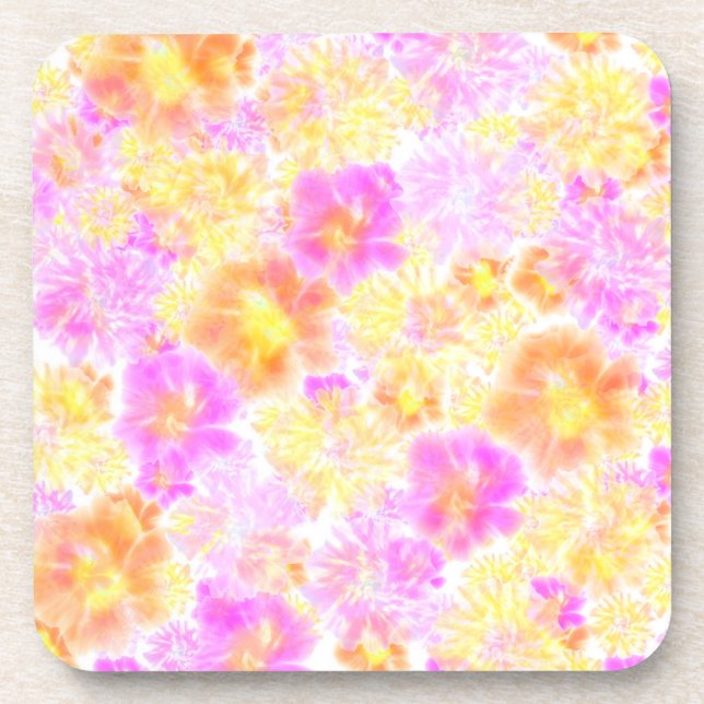 Blooming Flowers Shibori Floral Tie Dye Pattern   Coaster (Front)