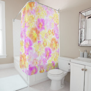 Blooming Flowers Shibori Floral Tie Dye Pattern  Shower Curtain