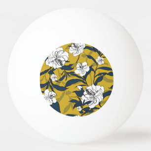 Blooming Flowers: Yellow Vintage Seamless. Ping Pong Ball