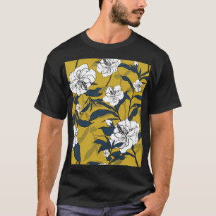 Blooming Flowers: Yellow Vintage Seamless. T-Shirt