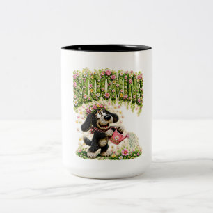 Blooming Funny Floral Dog T-Shirt for Flower Two-Tone Coffee Mug