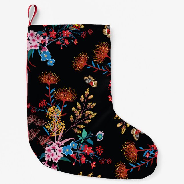 Blooming Garden Butterflies Liberty Style Small Christmas Stocking (Front)