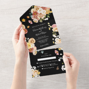 Blooming Garden Floral Dark & Moody Wedding All In One Invitation