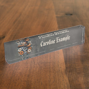 Blooming Gears: Steampunk cowboy style. Nameplate