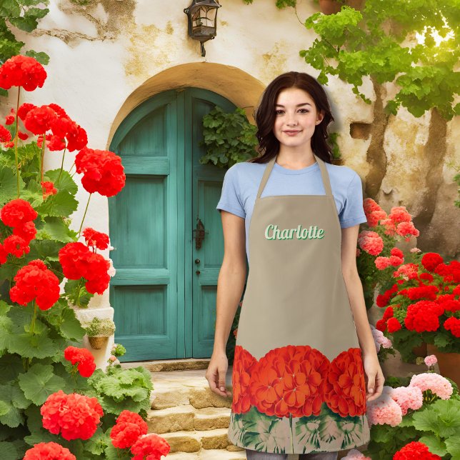 Blooming Geraniums Personalised Apron (Creator Uploaded)