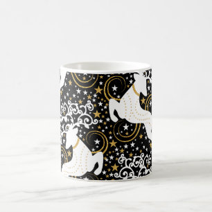 Blooming Golden Christmas Floral Deer Coffee Mug