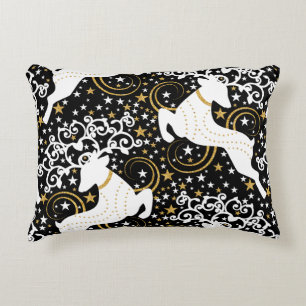 Blooming Golden Christmas Floral Deer Decorative Cushion