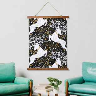 Blooming Golden Christmas Floral Deer Hanging Tapestry