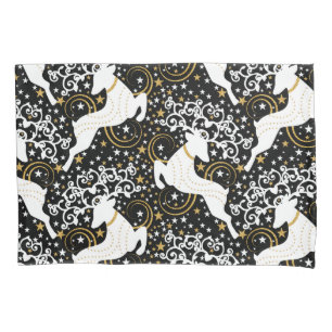 Blooming Golden Christmas Floral Deer Pillowcase