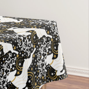 Blooming Golden Christmas Floral Deer Tablecloth