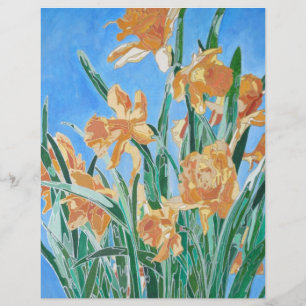 Blooming Golden Daffodils Bold Line Art