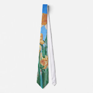 Blooming Golden Daffodils Bold Line Art Tie