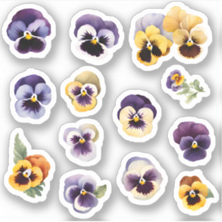 Blooming Happy Pansies Flower Sticker Pack