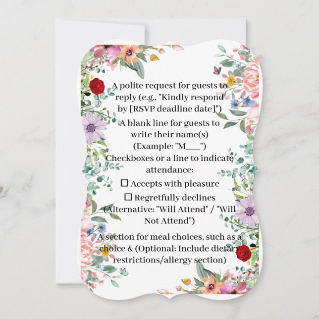 Blooming Harmony – Vibrant Multicolor Floral RSVP  (Front)