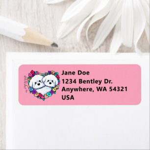 Blooming Heart Bichons Return Address Label