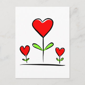 Blooming Hearts Flowers Love Heart Postcard