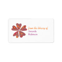 Blooming  hearts personalised bookplate - purple