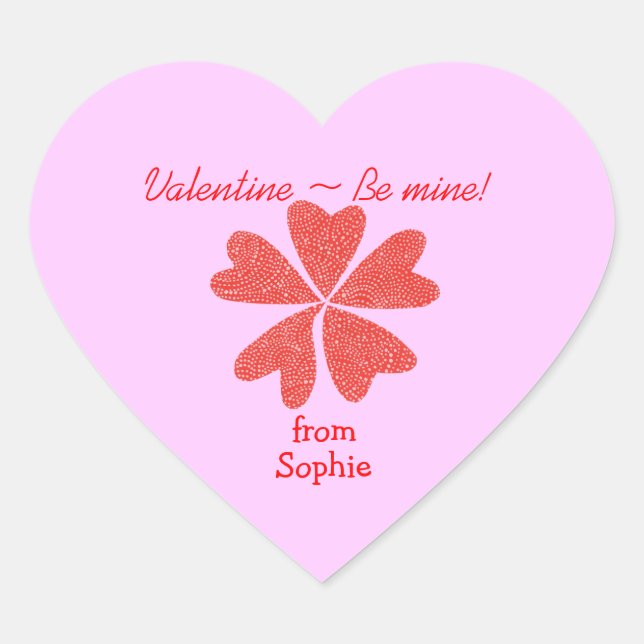 Blooming hearts personalized valentine sticker (Front)