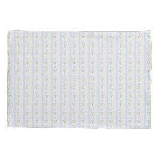 Blooming Heirloom Flower Stripe Blue Romance  Pillowcase