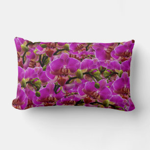 Blooming Hot Pink Orchid Flowers, Lumbar Cushion