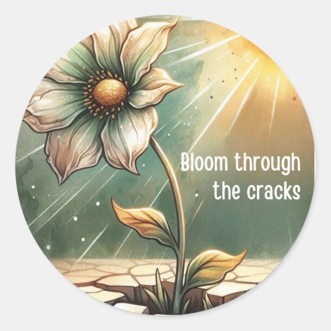 Blooming in Adversity – Floral Art Classic Round Sticker (Front)