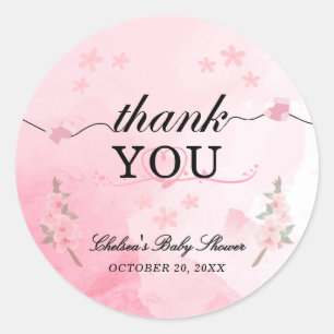 Blooming in Bliss Girl Baby Shower Cute Thank You Classic Round Sticker