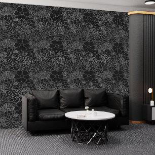 Blooming in Darkness: Chic Black & White Sunflower Wallpaper