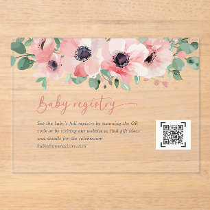  Blooming in Love Pink Baby Shower Baby Registry Acrylic Invitations