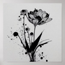 "Blooming Ink" - Digital Ink Blot Flower Painting 