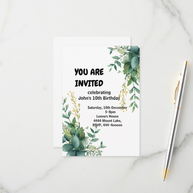 Blooming Joy Birthday Invitation (Front/Back In Situ)