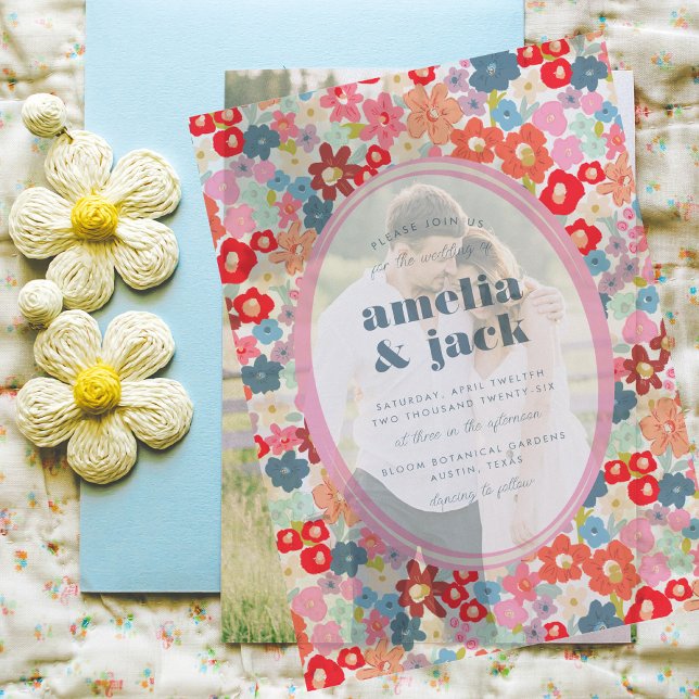 Blooming Joy Bold Bright Floral Garden Wedding Vellum Invitations (Blooming Joy Bold Bright Floral Garden Wedding Vellum Invitations)