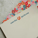 Blooming Joy Bold Bright Floral Personalised Card<br><div class="desc">This vibrant and playful note card set features a burst of colour! Chic and fun fonts on the front paired with a cheerful floral garden on the back. Pair with the Blooming Joy wedding invitation collection for spring and summer weddings. Perfect for gifts to your wedding party, favours, friends, and...</div>
