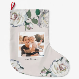 Blooming Joy Floral Photo Christmas Stocking