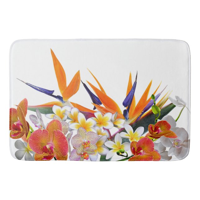 Blooming Joy-Tropical Flowers Bath Mat (Front)