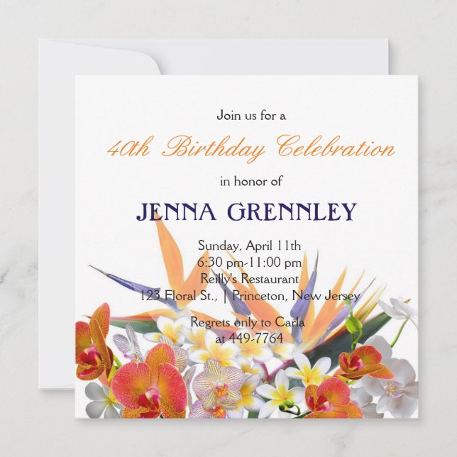 Blooming Joy-Tropical Flowers Birthday Party Invitation (Front)