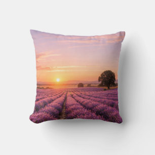Blooming Lavender Field at Golden Sunset Provence Cushion