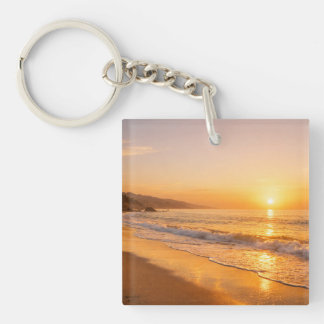 Blooming Lavender Field at Golden Sunset Provence Key Ring