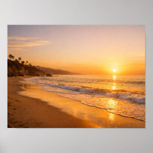 Blooming Lavender Field at Golden Sunset Provence Poster