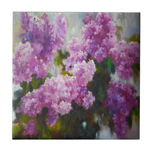 Blooming Lilac – Impressionist Spring Flowers Ceramic Tile