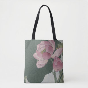 Blooming Lotus Flowers by Ohara Koson Tote Bag