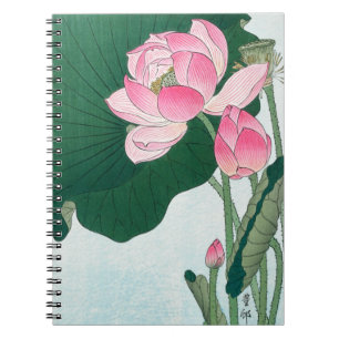 Blooming Lotus Flowers, Koson, Japanese Flower Art Notebook