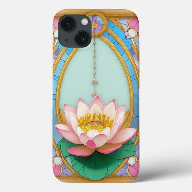 Blooming Lotus Flowers with Artistic Gold Frame Case-Mate iPhone Case (Back)