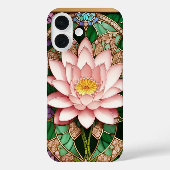Blooming Lotus Flowers with Artistic Gold Frame Case-Mate iPhone Case (Back)