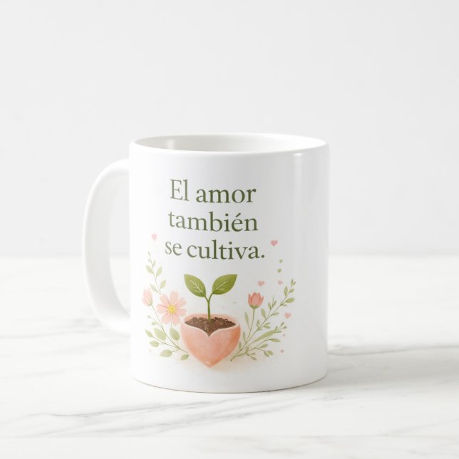 ✨ Blooming Love – Botanical Coffee Mug  (Front Left)