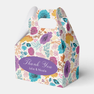 Blooming Love Floral Romantic Pink Purple Wedding Favour Box