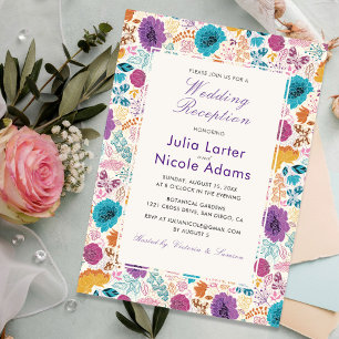 Blooming Love Floral Romantic Pink Purple Wedding Invitation