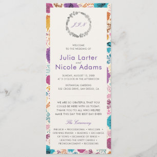 Blooming Love Floral Romantic Pink Purple Wedding Program