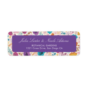 Blooming Love Floral Romantic Pink Purple Wedding Return Address Label