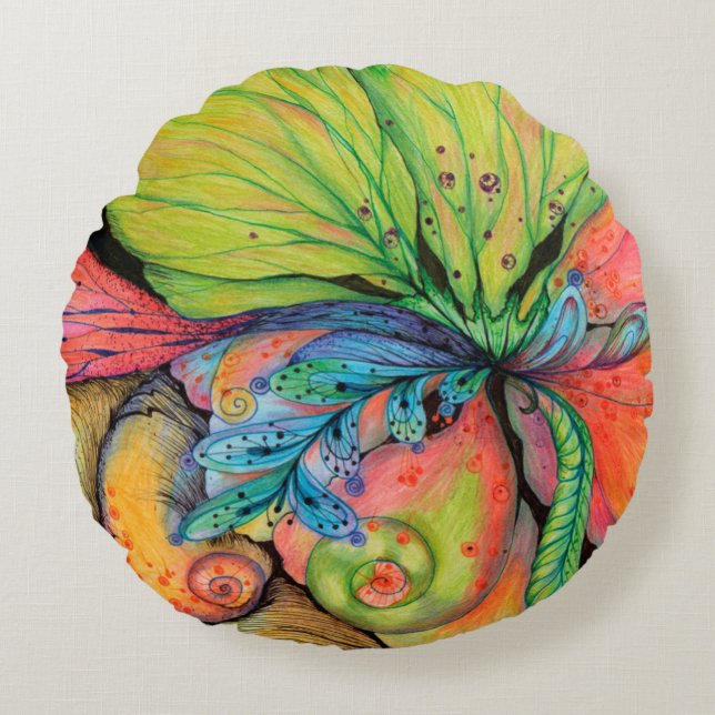 Blooming love round pillow (Front)