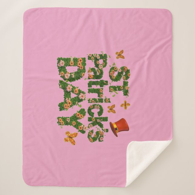 Blooming Luck: Floral St. Patrick's Sherpa Blanket (Front)